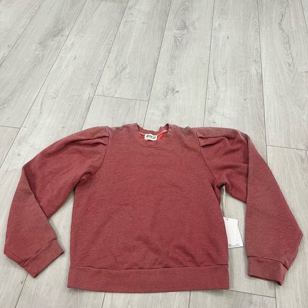 ÉTICA Lysse Pleat Sleeve Top In Grenadine Heather size M
